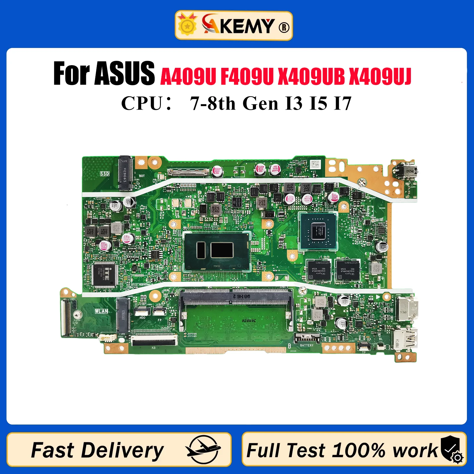 

X409UB Материнская плата для ноутбука ASUS VivoBook X409U A409U A509U F409U F509U X409UB X409UJ Материнская плата для ноутбука с процессором I3 I5 I7 stk