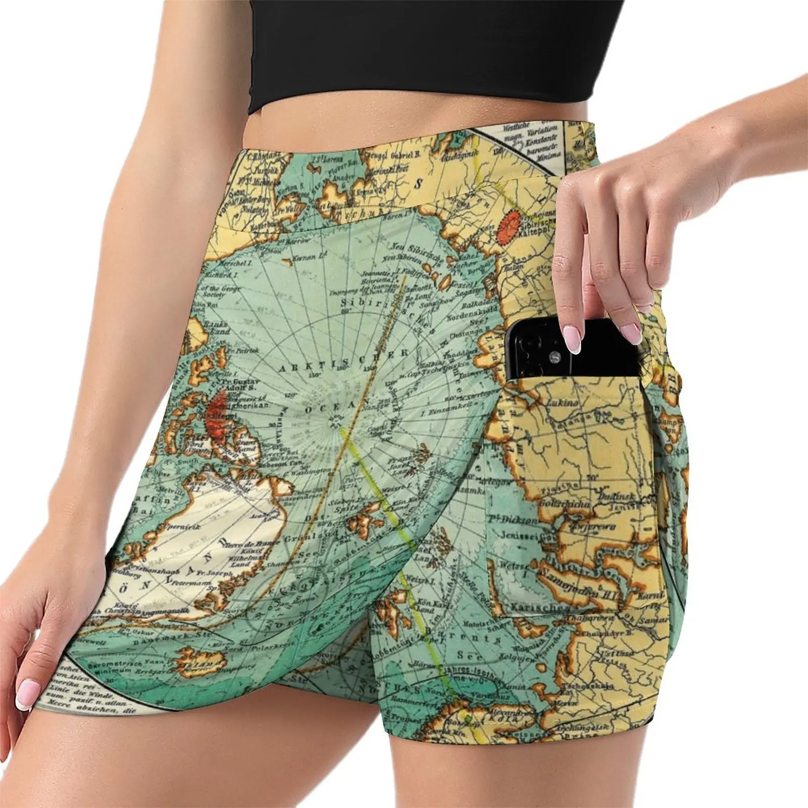 Map of the Arctic Ocean (1906) Light Proof Trouser Skirt chic and elegant woman skirt korean clothes ladies Short skirts