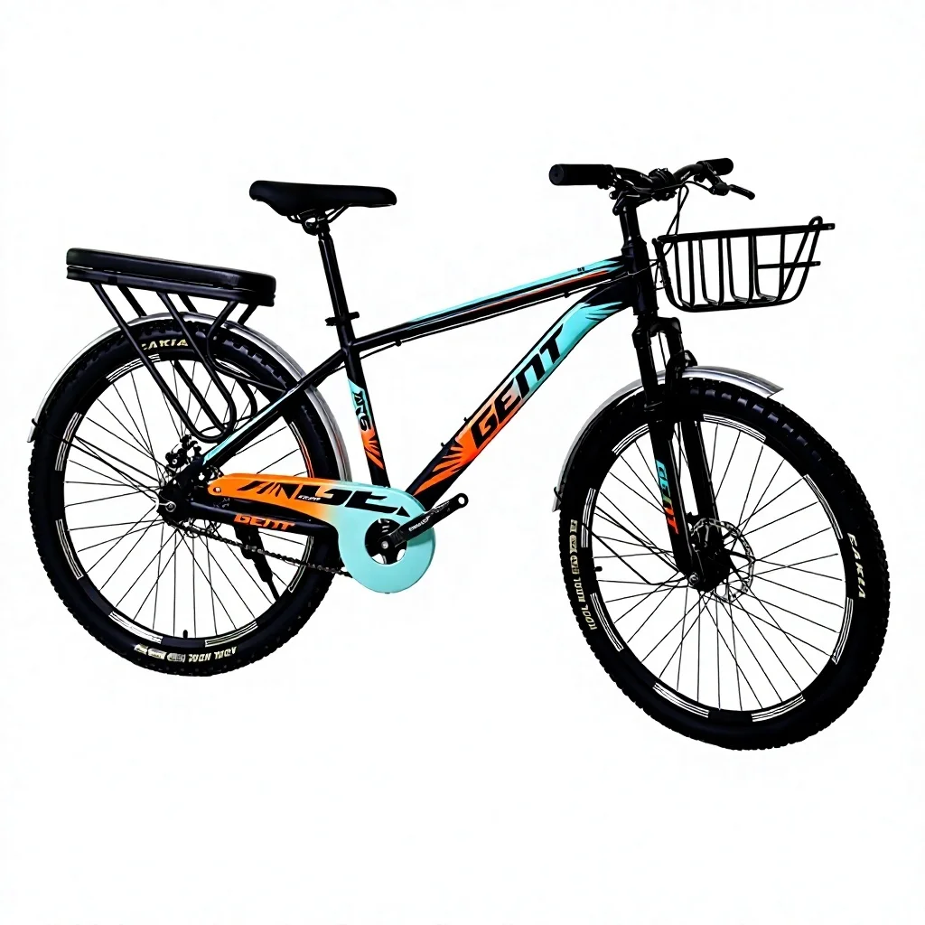 26 Inch Hybrid Mountain Bike Aluminum Alloy Frame Urban Commuter Bicycle with Front Basket Rear Cargo Rack Full Fenders