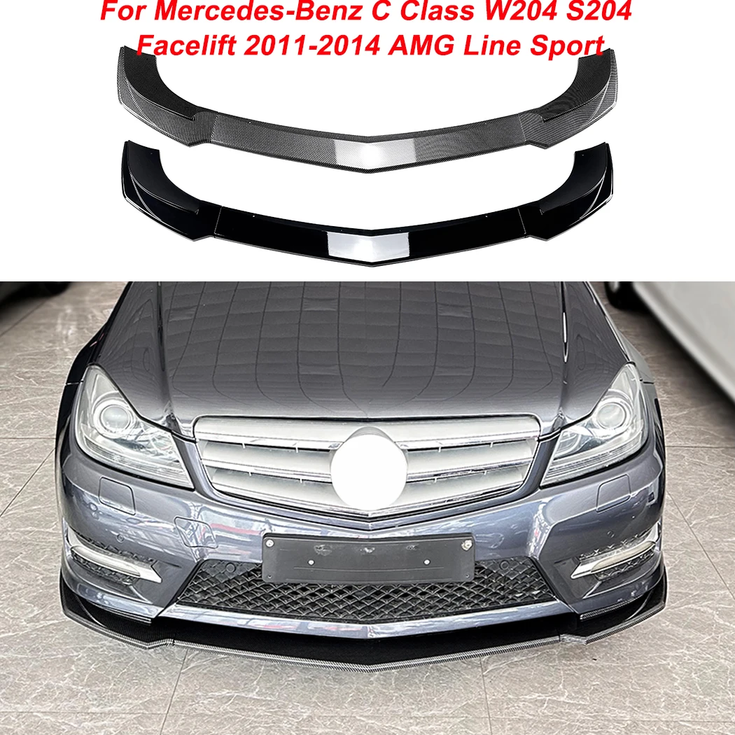 

Front Spoiler Lip For Mercedes-Benz C Class W204 S204 Facelift 2011-2014 AMG Line Sport Gloss Black/Carbon Look ABS Plastic