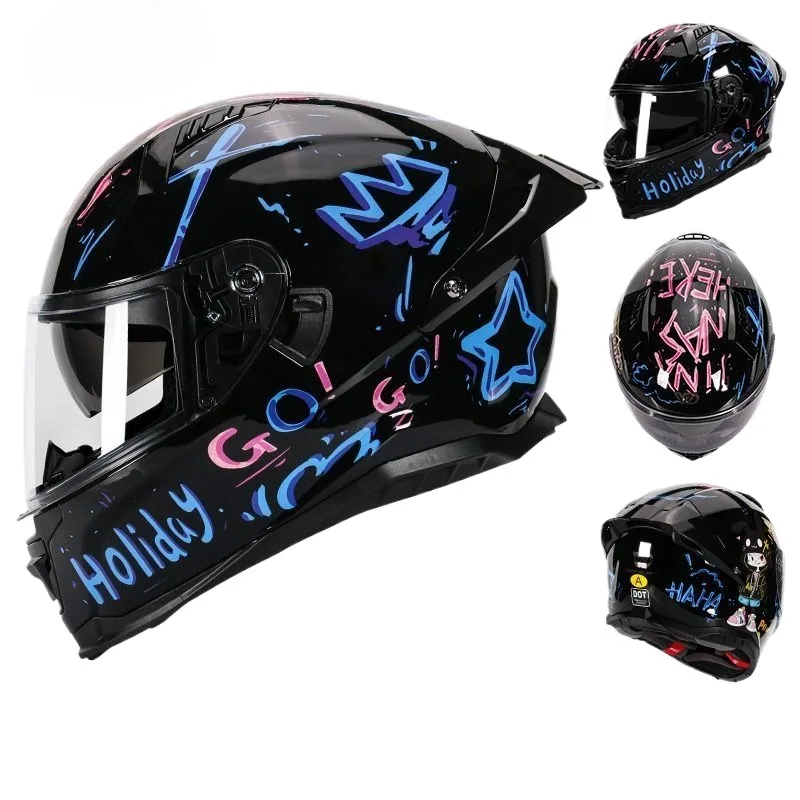 DOT Certification Durable Men's and Women's Winter Warm Motorcycle Racing Helmet Motorcycles  Electric Vehicle Full Helmet