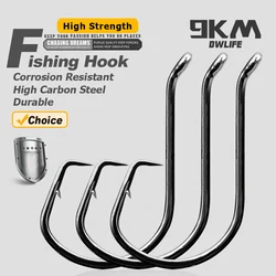 9KM Circle Fishing Hooks 25~50Pcs Offset Carp Fishing Live Bait Barbed Hooks Catfish Bass Octopus Fishing Hooks Tackle Saltwater