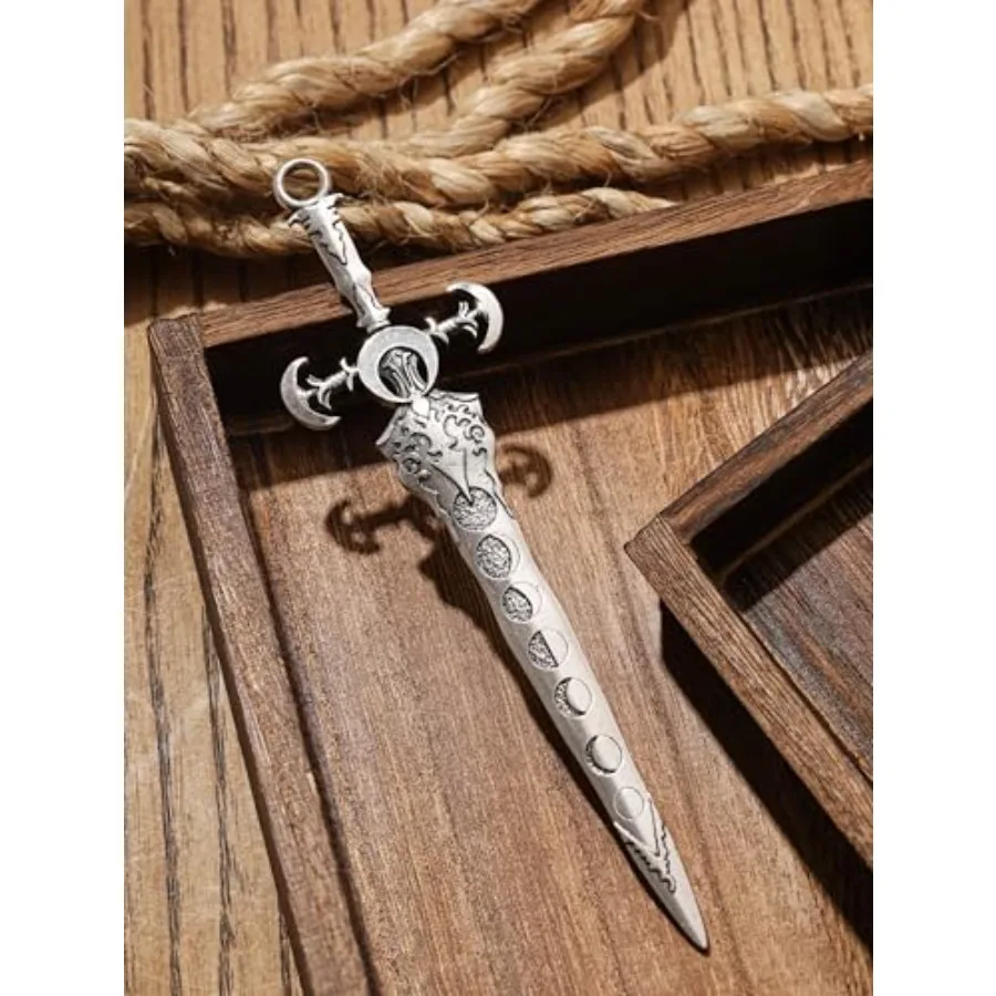 Épingle à cheveux épée Phase de lune, épingles de style Vintage plaquées argent, toboggan pour cheveux de sorcière, Festival de la Renaissance, accessoires pour cheveux pour femmes El