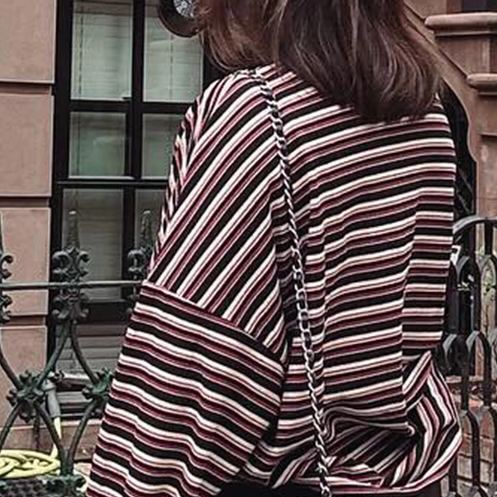 เสื้อยืดแขนยาวทรงหลวมสไตล์วินเทจย้อนยุค ลายทาง ปกพับ ไหล่ตก สำหรับผู้หญิง ฤดูใบไม้ผลิ ฤดูใบไม้ร่วง สวมใส่สบายๆ