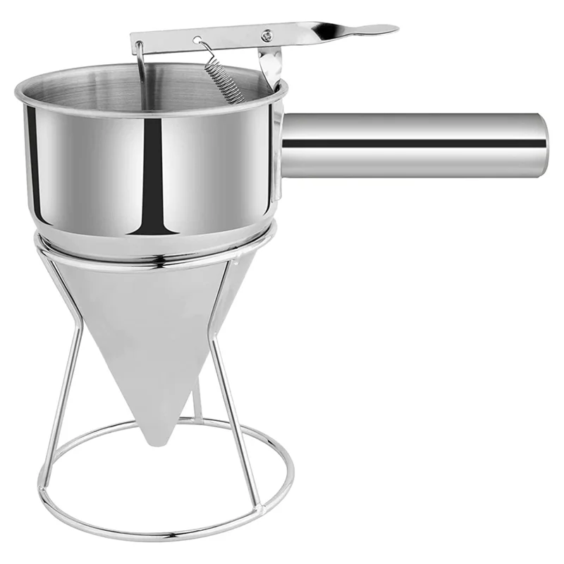 

Stainless Steel Pancake Batter Dispenser, Funnel Dispenser with Stand Baking Tool for Cake Pancakes Cupcakes Baked Good