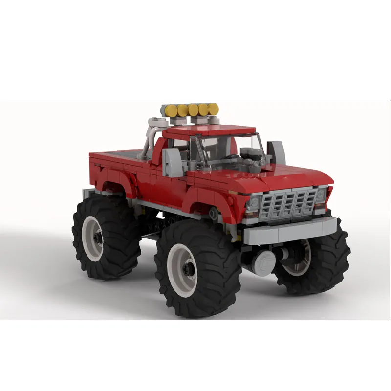 MOC- 124677   Petit bloc de construction de course de voiture F250, modèle 606 PartsMOC, bloc de construction créatif pour enfants garçons, jouet cadeau d'anniversaire