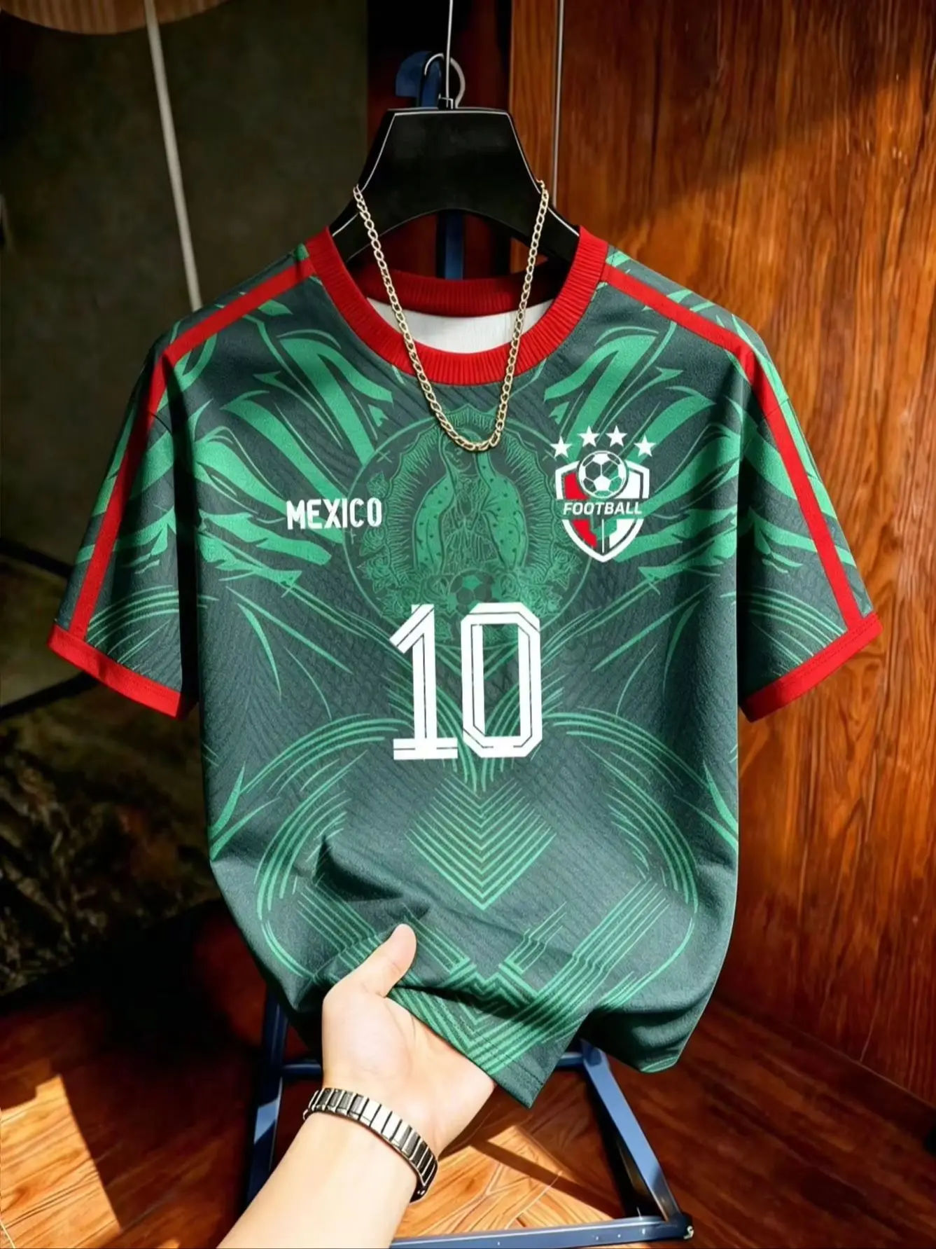2026 Sommer im Mexiko-Stil Fußball-T-Shirt Atmungsaktives, lockeres Sport-Oberteil mit kurzen Ärmeln für Erwachsene und Kinder – Lässiges Trikot