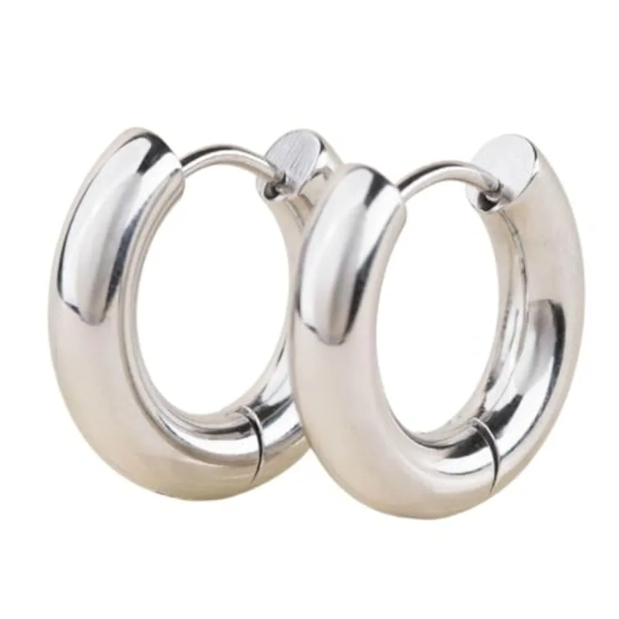 

Oh Clementine Chunky Rounded Huggie Hoop Adjustable Clasp Earrings for Women - 316L Stainless Steel with 18k PVD Coating