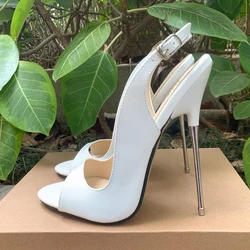 16cm Thin High Heels Sandals Sexy White Pumps Peep Toe Slip On Woman Cross Dresser Fetish Factory Customize Unisex Shoes Size46