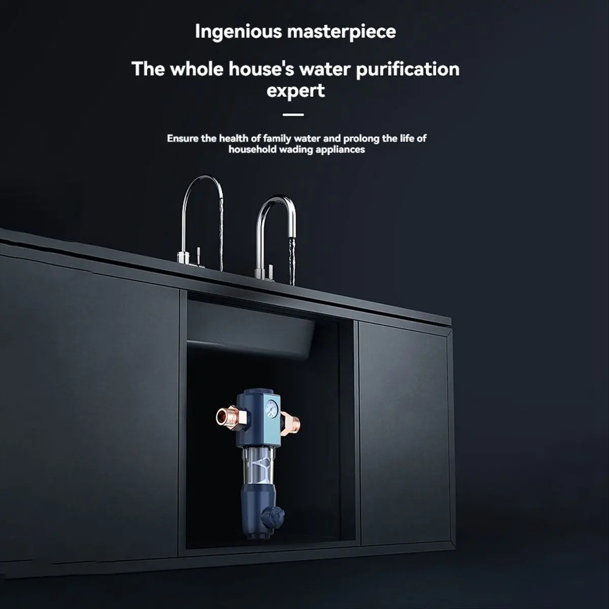 morning Cleaning Pre Filter with Pressure Gauge 360° High-Pressure Backwash Filtration System Reusable Whole House Filter A