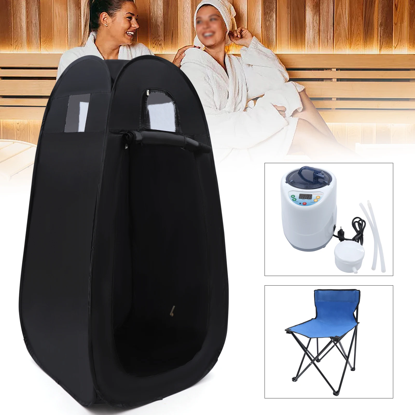 

Full Size Portable Steam Sauna Spa 1000w 2L Steamer 9 Temperature Gears Foldable Home Sauna Tent Relaxation Indoor Sauna
