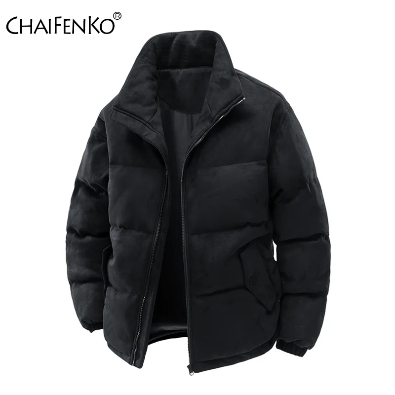 

Мужская повседневная модная парка с воротником-стойкой, новая уличная простая теплая куртка, зимняя ветрозащитная удобная утепленная однотонная куртка для мужчин