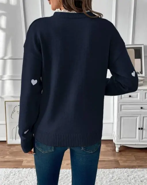 

Women's Sweater 2025 Fashion Autumn and Winter Latest Hot Selling Valentine's Day Clothing V-Neck Love Sweater for Women