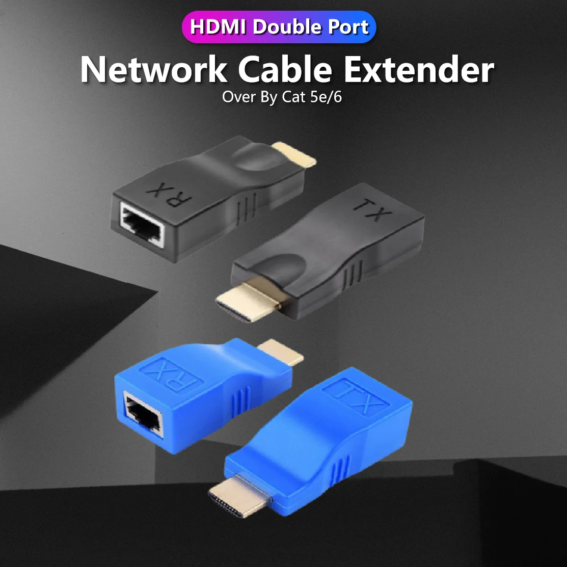 1 Pair RJ45 4K High Definition Network Extender Extension Up to 30m Over Cat6 Network Ethernet LAN for HDTV HDPC DVD PS3 STB