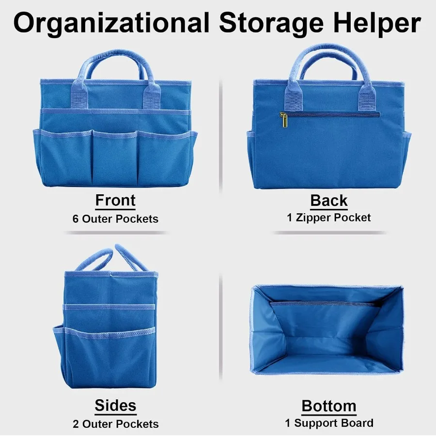 포켓과 손잡이가 있는 아트 오거나이저 공예품 보관 토트백, 내구성 있는 옥스포드 원단으로 제작, 교사, 직원, 예술가에게 이상적