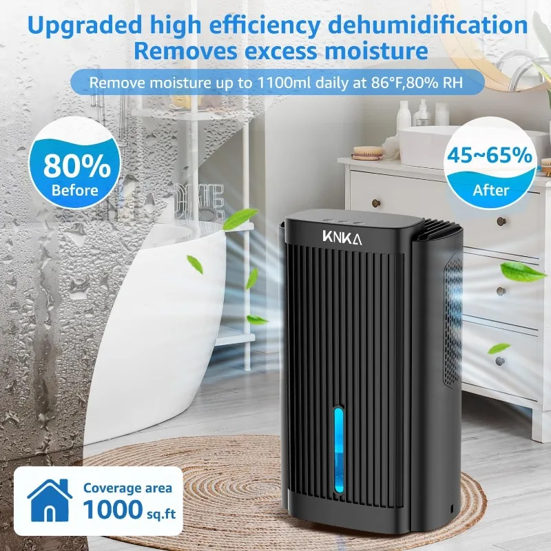 Dehumidifier,95 OZ Water Tank, (1000 sq. ft) Quiet Dehumidifier for Bedroom,with Auto Shut Off, Sleep Mode,7 Colors LED Light