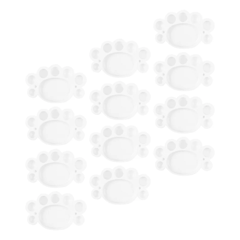 12 Pcs Palette Color Pallet Plastic Seal Sponge Paint Palettes White Display Plate Painting Toddler Child
