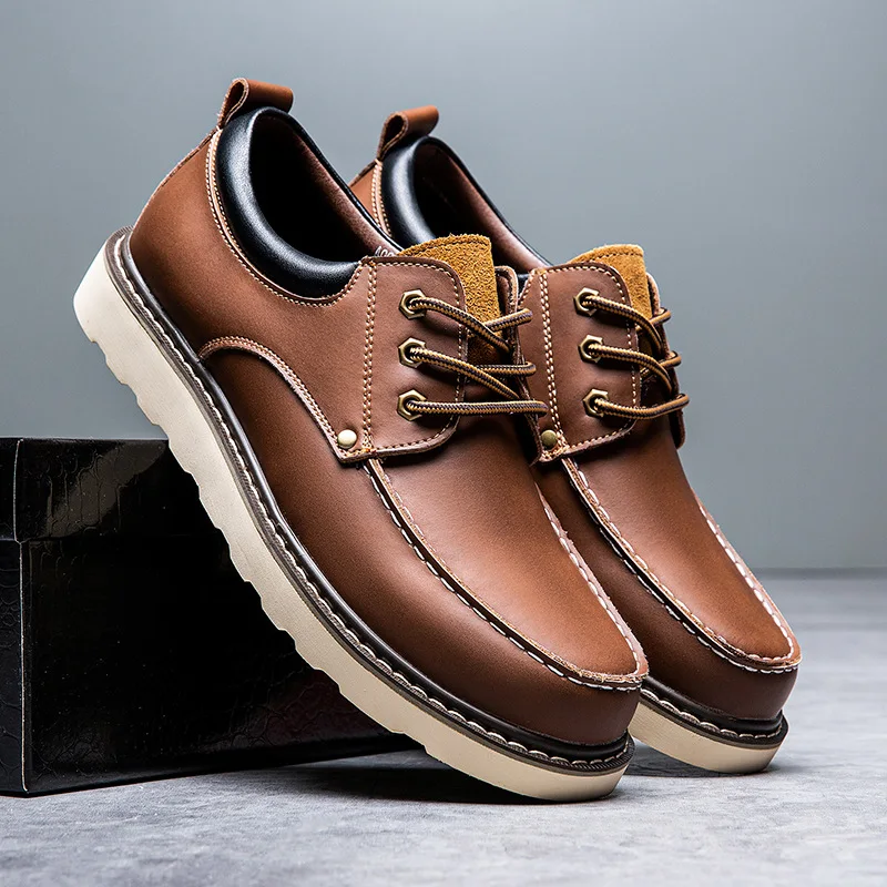 

Extra Large Size Leather Shoes Korean Style Casual Trendy Shoes Workwear Big Toe Shoes Genuine Leather British Men's Shoes