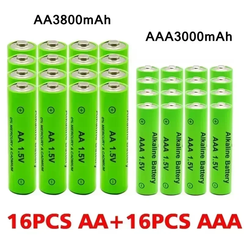 

AA + AAA Rechargeable AA 1.5V 3800mAh / 1.5V AAA 3000mah Alkaline Battery Flashlight Toys Watch MP3 Player Replace Ni-Mh Battery