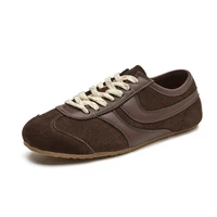 German Training Shoes Women 2026 New Genuine Leather Women Sneakers Flat Lace-up Retro Large Size Forrest Gump Shoes Women - Image 3