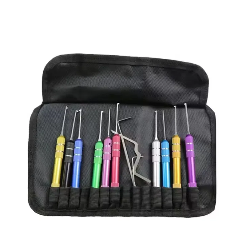 Hot Sale Advanced 13pc  picking Kit with Multicolor Handles, Extractor, and Training Gear