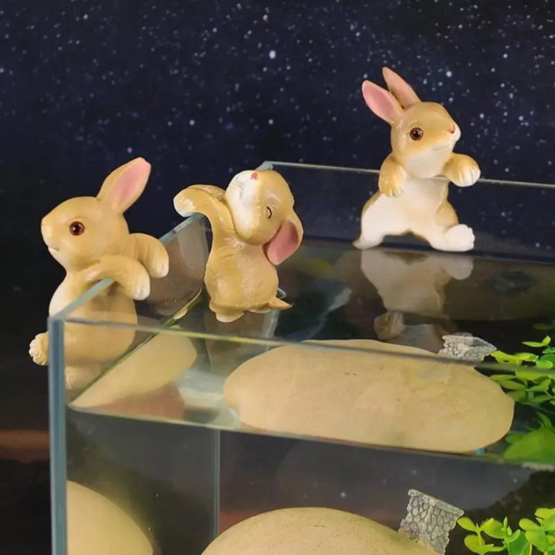 E8BD Pack of 3 Eye Catching Rabbit Plant Pot Perfect for Flower Planting and Fish Tanks Enhancement Easy Hanging