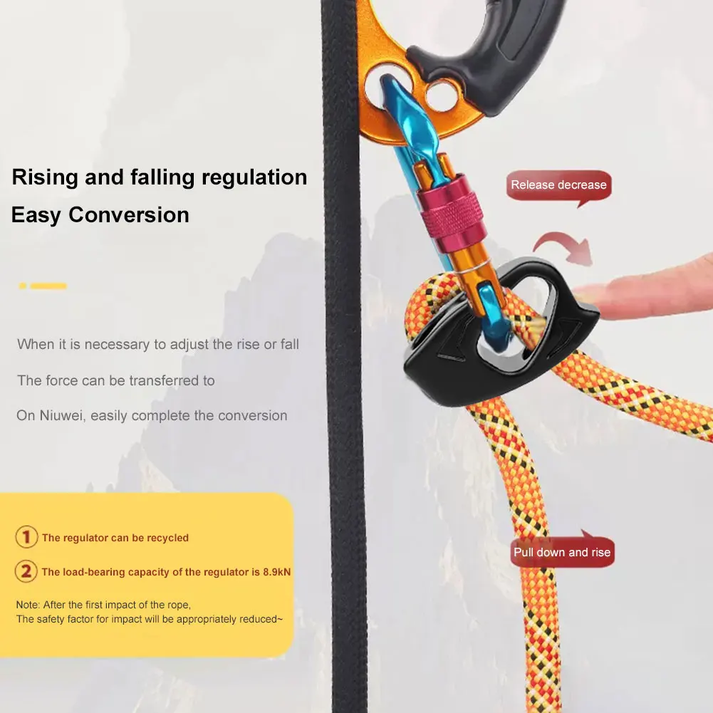 Pararrayos para escalada en roca, cuerda ajustable, mango ergonómico, descenso ascendente, aleación de aluminio para escalada en roca
