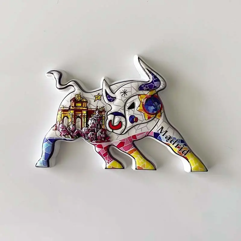 

3D Resin Spain Madrid Alcala Gate Bull Fridge Magnet Decoración Hogar Magnets for Fridge
