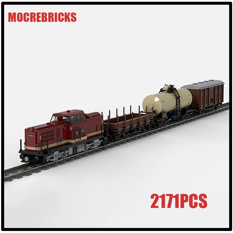 

Urban Railway Track Mixed Goods Train Assembling Model MOC Building Blocks Technology Bricks Toys Children's Puzzle Gifts