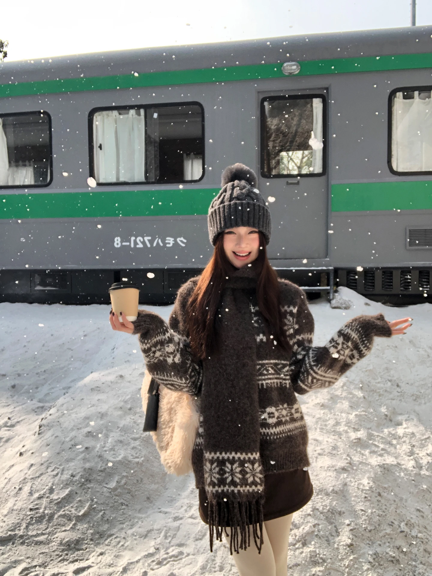 

Зимний женский шерстяной свитер Fair Isle в стиле Lazy Sle, кофейного цвета, премиум-класса, G Red, из шерсти.