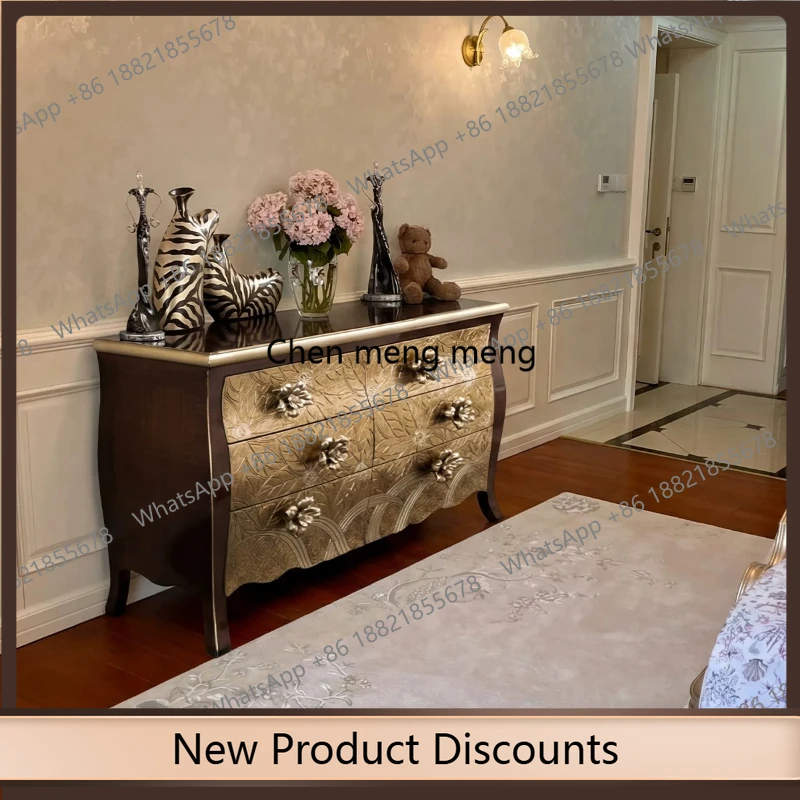 z10Neo-classical chest of drawers living room chest of drawers handmade pattern storage household entrance cabinet