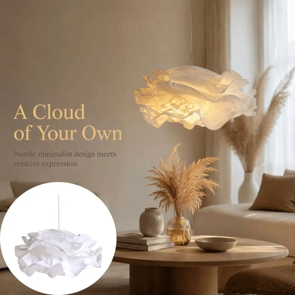 Modern White Paper Lamp Shade Modern Design Flower Shape Cloud Lamp Shade Handcrafted Style Art DIY Chandelier Decor Living Room