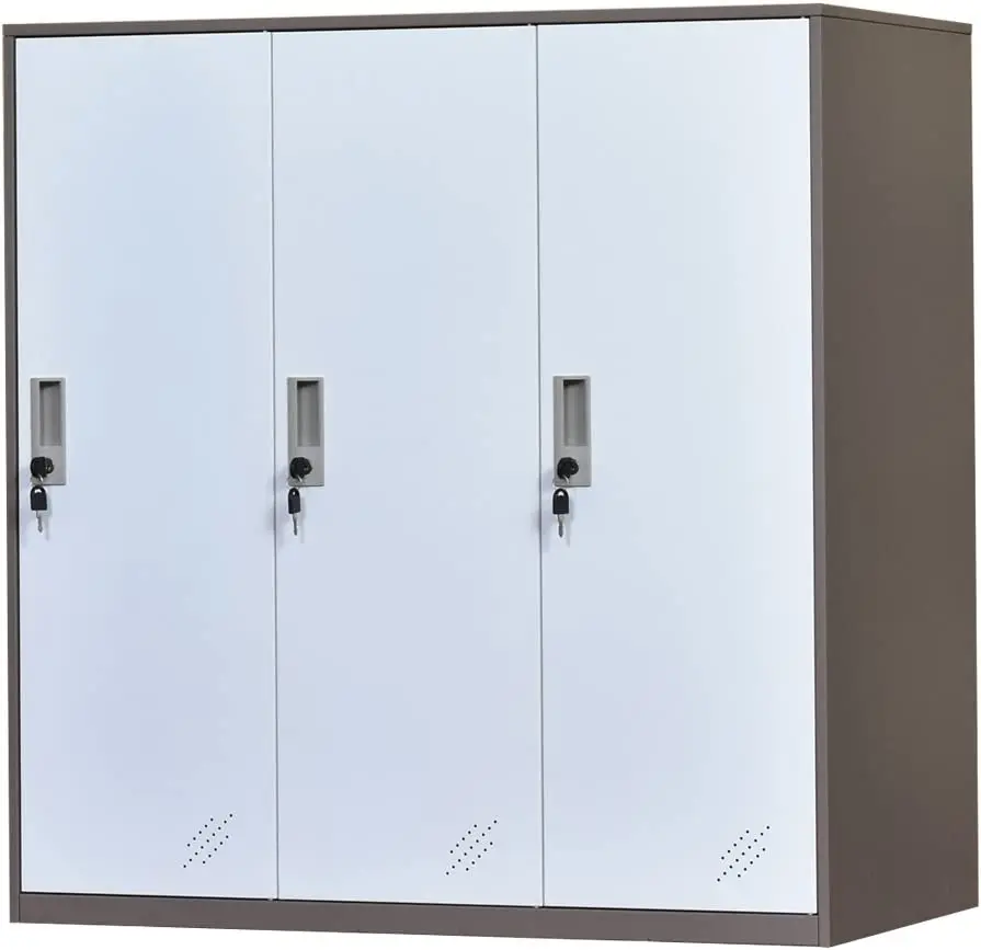 3-door White Metal Storage Locker Factory Employee Cabinet With Padlock Small Size Locker For Kids