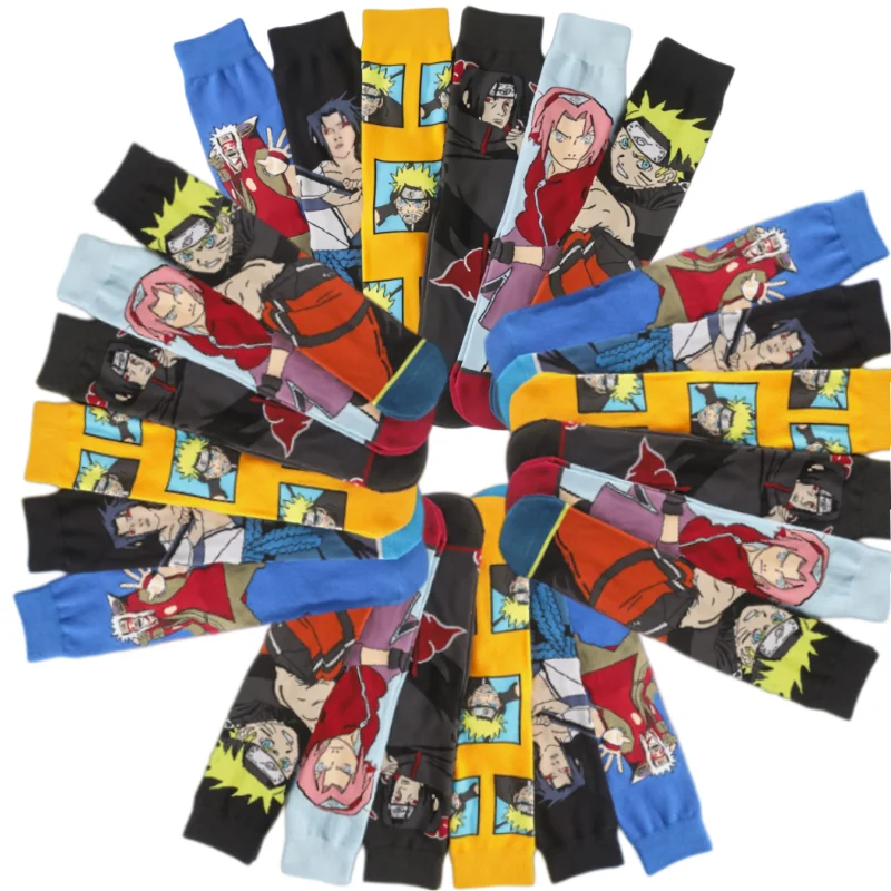 New Socks Cartoon Anime Naruto Character Cosplay Anime Skateboard Socks Men and Women Casual Adult Sock Birthday Gifts
