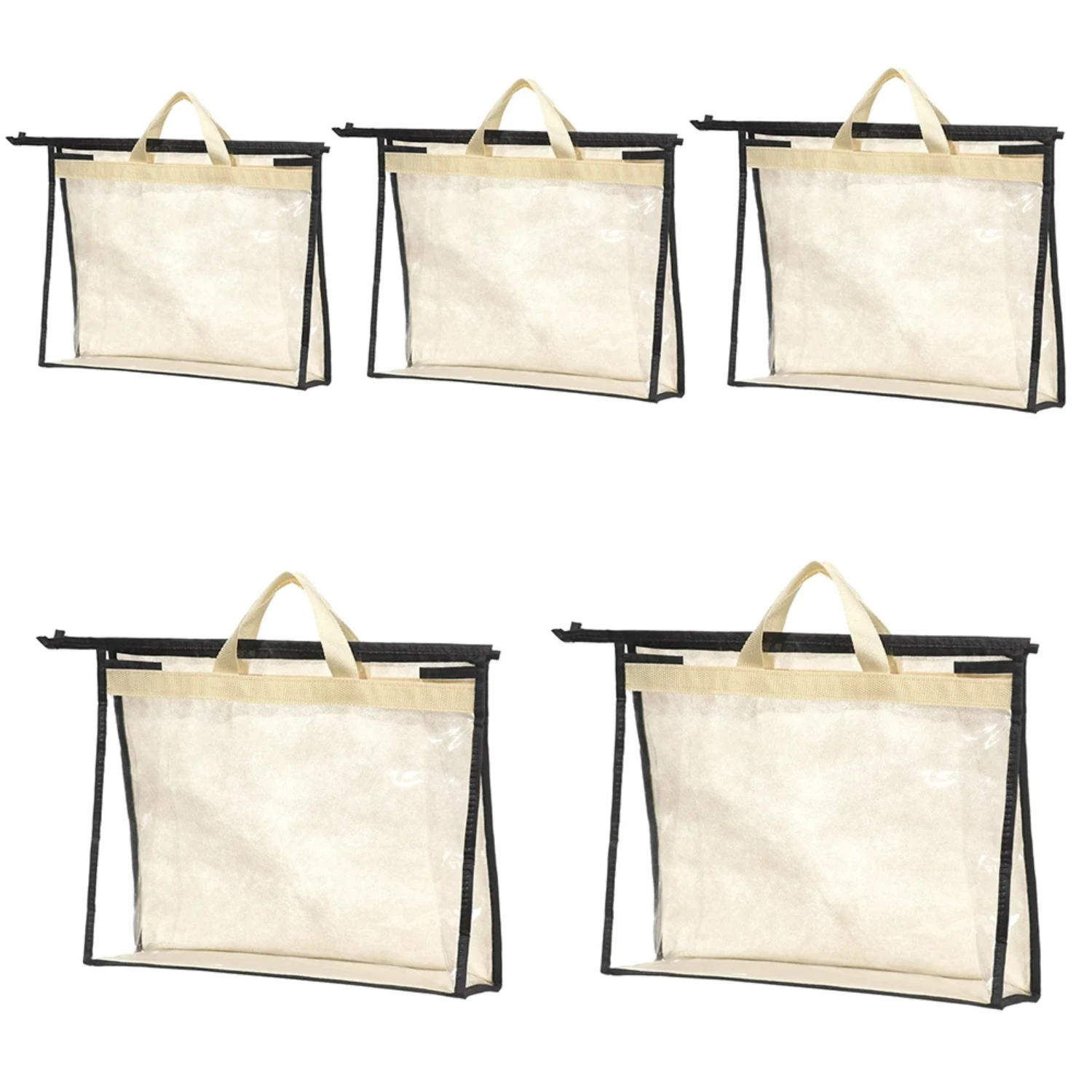 Transparent Anti-dust Handbag Organizer Cover with Zipper and Handle - 5 Sizes Available for Hanging in Closet