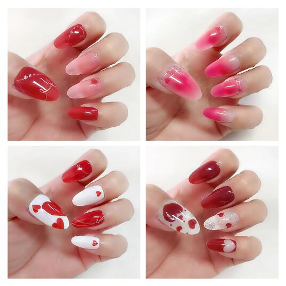 San Valentino Amore Cuore Labbro Adesivi per unghie 3D Copertura completa Adesivo per unghie Avvolge Donne Bellezza Nail Salon Manicure fai da te Decalcomanie