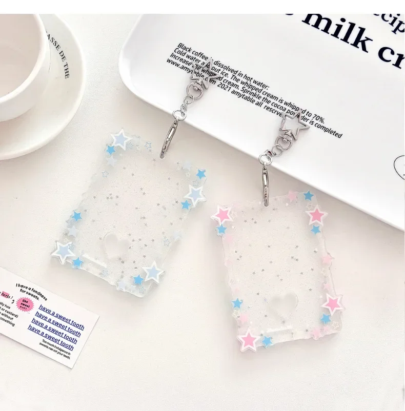MINKYS شفافة واضحة الاكريليك ستار 3 بوصة Kpop Photocard حامل صور حامل بطاقة حقيبة قلادة القرطاسية المدرسية
