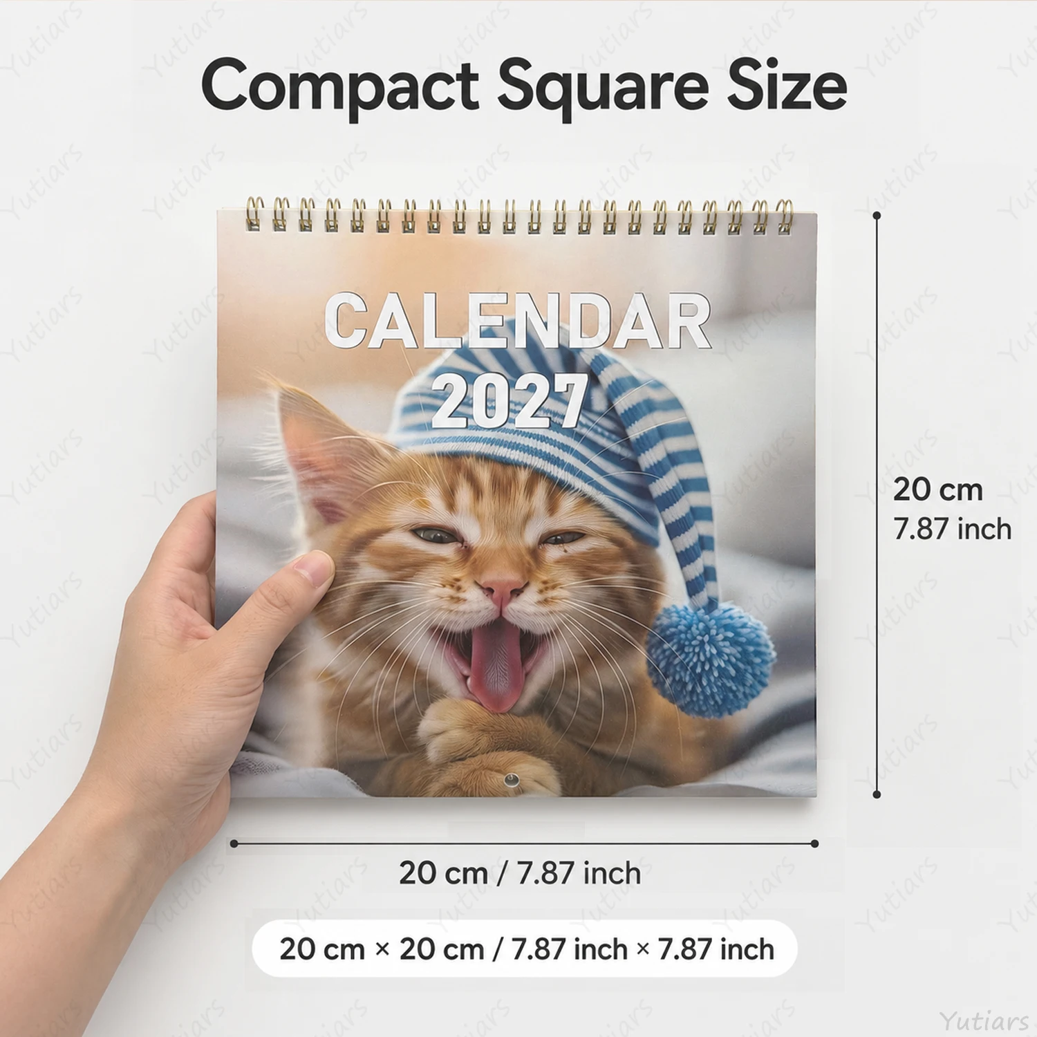 Funny Cat Wall Calendar 2027 Monthly Square Calendar With Cute Cat Pictures Spiral Bound Hanging Planner Home Decor Gift!!