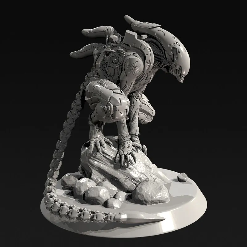 Modèle de figurine en résine Alien mécanique Alien de 55 mm, 75 mm, 90 mm, modèle miniature GK, imprimé en 3D, modèle blanc, jouet non assemblé, non peint, kit