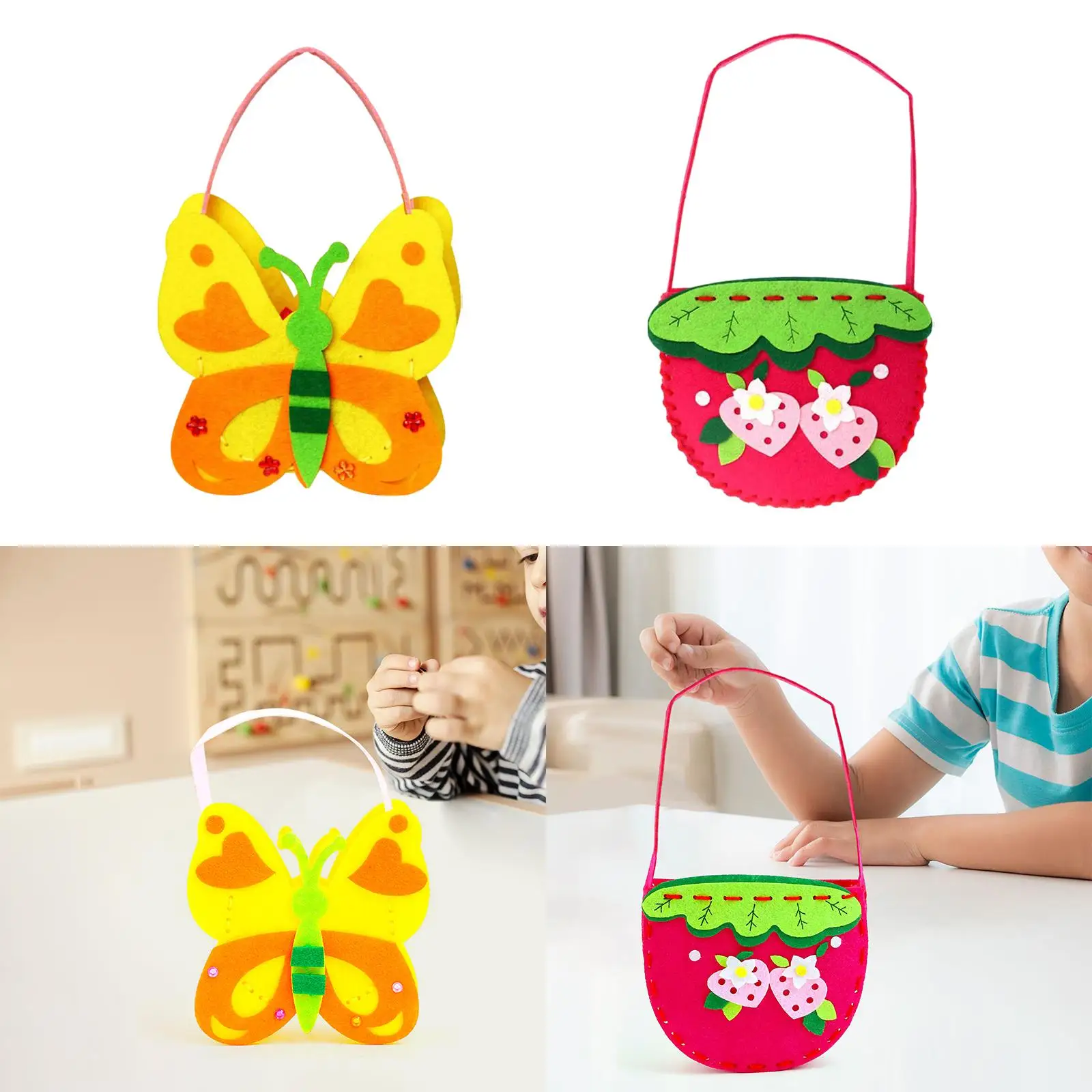 

DIY Sewing Bag Set Bag Making Supplies Improve Confidence Cartoon Handbag Material Kids Sewing Crafts for Preschool