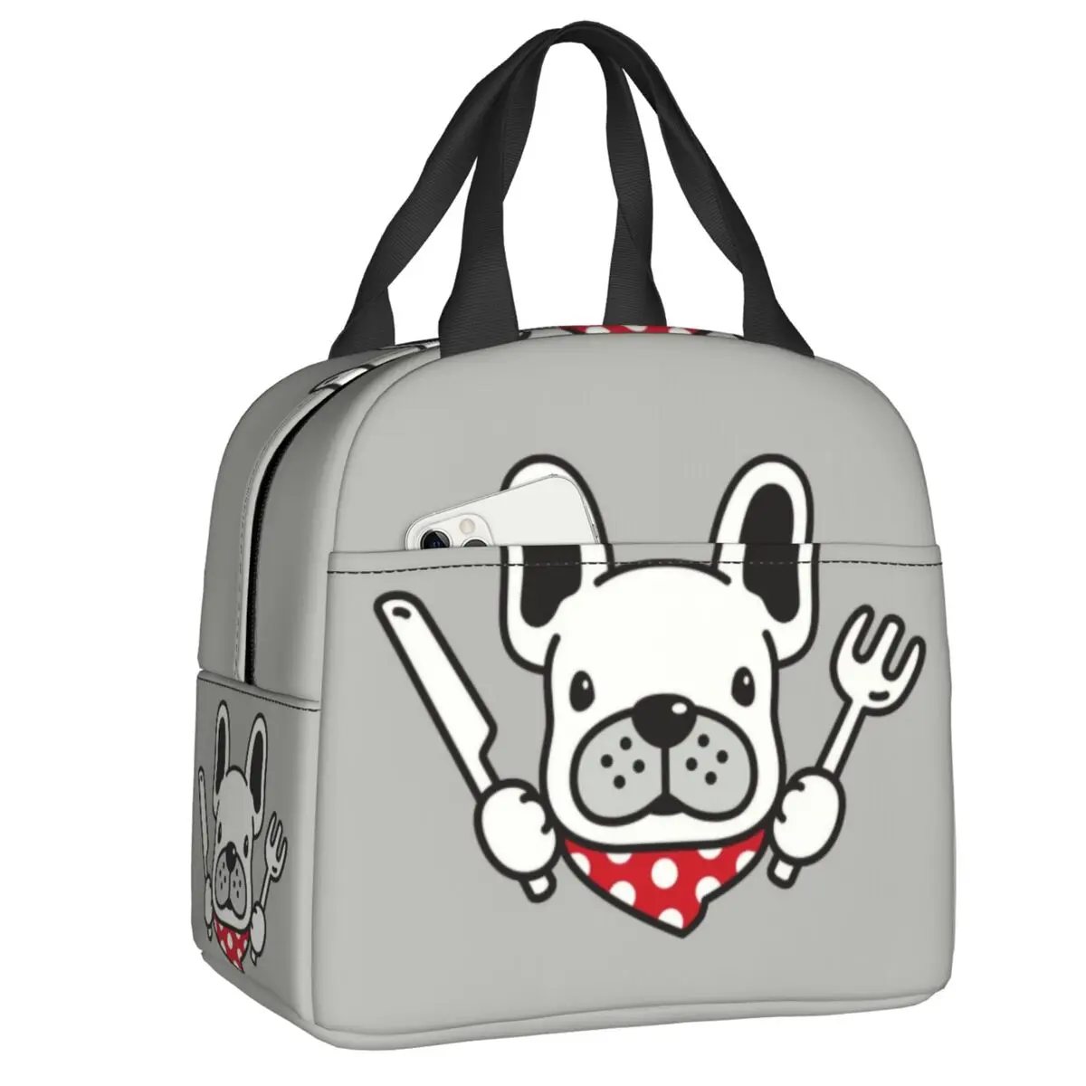 Custom French Bulldog Insulated Lunch Bag for Work School Frenchies Dog Waterproof Cooler Thermal Lunch Box Women Kids