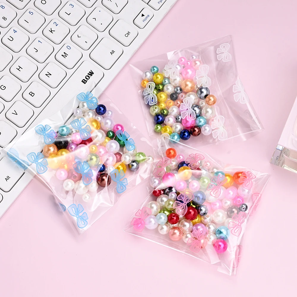 40 Stück Cartoon-Schleifen-Transparente Ziplock-Beutel, OPP-Selbstverschlussbeutel aus Kunststoff für Schmuck, Perlen, Bastelarbeiten und Kleinteile-Verpackung – Detail 4