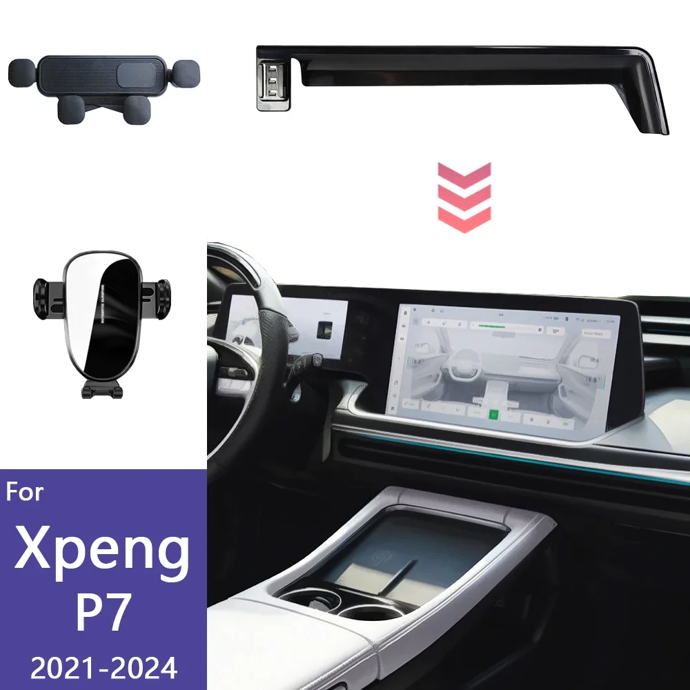 

For Xpeng P7 2022 2023 2024 Car Phone Holder Screen Fixed Base 15W Wireless Charging Stand Gravity Phone Mount Car Accessories