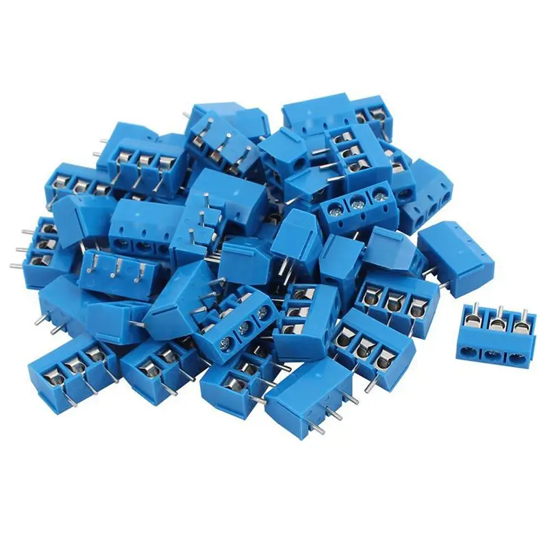 

100PCS Blue ABS KF301-3P 5.08Mm 3 Pin Connect Terminal Screw Terminal Connector