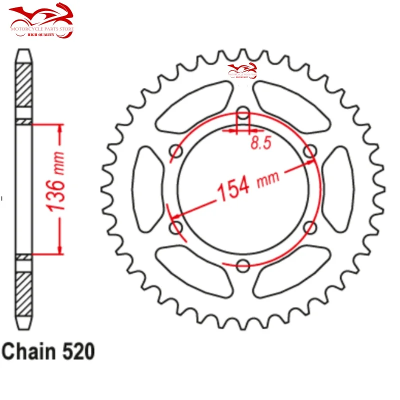 650cc Moto Chain 520 47T 16T Sprocket For BMW F650 G650 F 650 GS G 650 Aprilia 650 Pegaso For Husqvarna 650 TR 16 47 Teeth