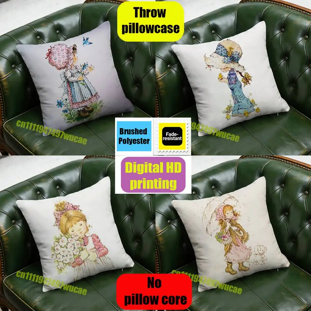 For Sarah Kay Girl Throw Pillow Case 30cm 40cm Car Custom Square Pillowcase Pad Cushion Cover