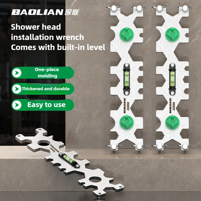 BAOLIAN 15 In 1 Multifunctional Plumbing Wrench With Leveler Adjustable Spanner For Bathroom Pipe Installation Repair Tool