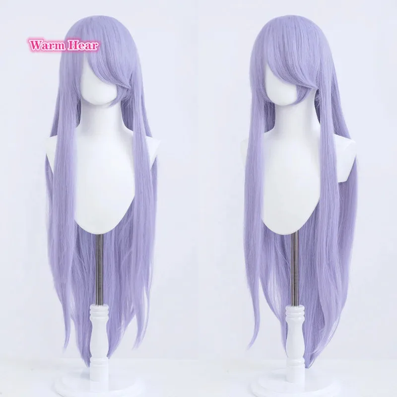 Peluca de Cosplay Hanyuu de 100cm de largo, pelo liso morado claro de Anime, pelo sintético resistente al calor, pelucas de mujer para fiesta de Halloween + gorro de peluca