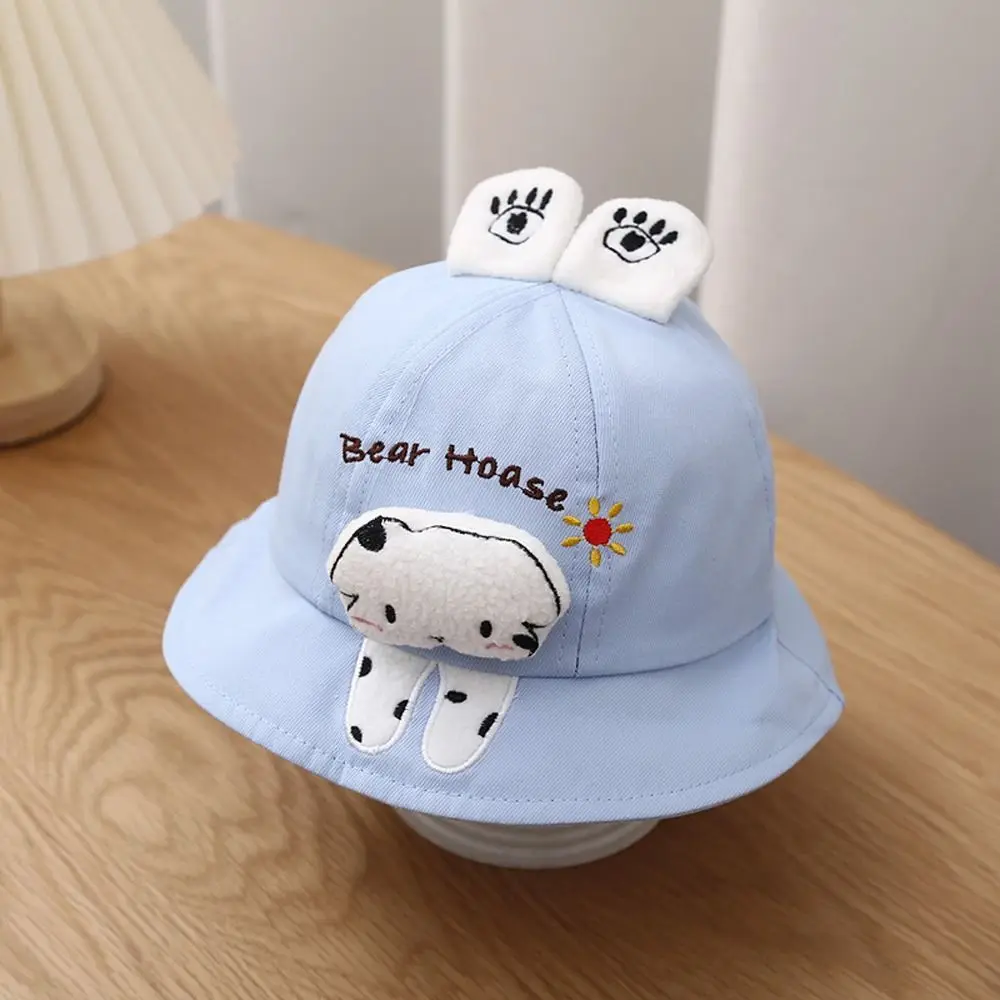 Casual UV Protection Bear Cotton Summer Tiger Dog Children Sun Visor Hat Korean Style Cap Baby Fisherman Hat Kids Bucket Cap