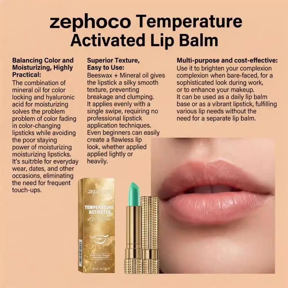 Magischer Lippenstift, Lippenbalsam, temperaturfarbverändernd, langanhaltend, nahrhaft, feuchtigkeitsspendend, wasserfest, Lipgloss, mattes Make-up – Detail 13